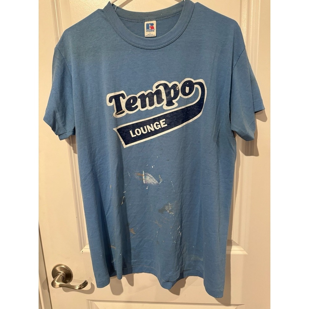 Vintage 80's Distressed Russell Single‎ Stitch Tempo Lounge T-Shirt